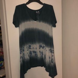 Turquoise and white tie dye shirt